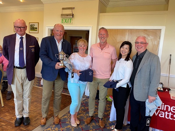 Haines Watts' partner Martin Gurney (third from the right) with the winning team who triumphed at the fundraising event at Wrag Barn. 